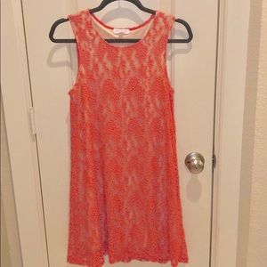 Pink lace shift dress